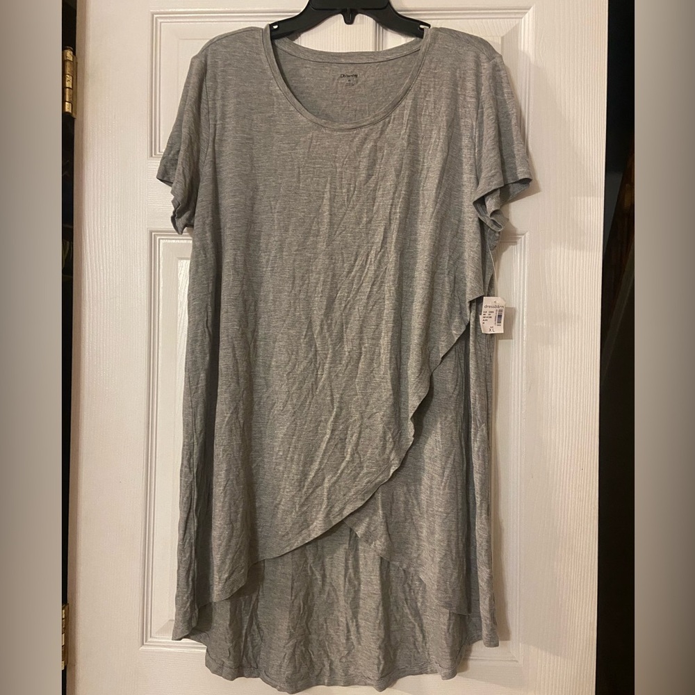 Short Sleeve Gray Dress Barn Women's Size XL Stretch Pullover Top/Dress NWT